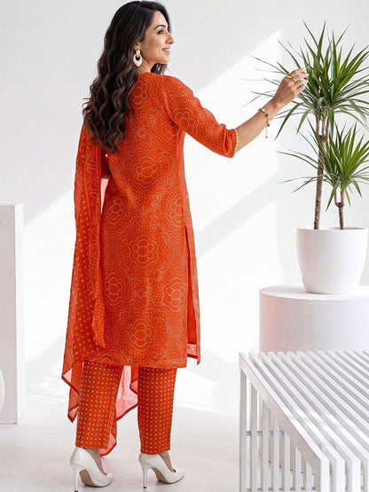 Women Ethnic Motifs Printed Regular Kurta with Trousers & With Dupatta