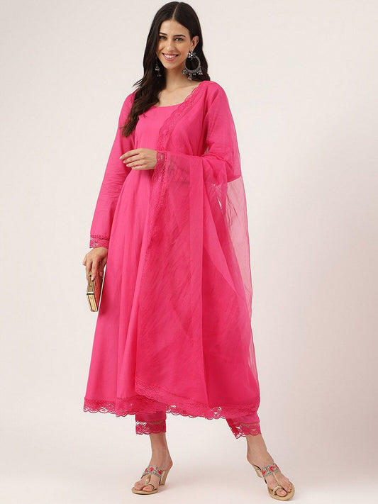 Dhiyona KL Pure Cotton Anarkali Kurta With Trousers & Dupatta