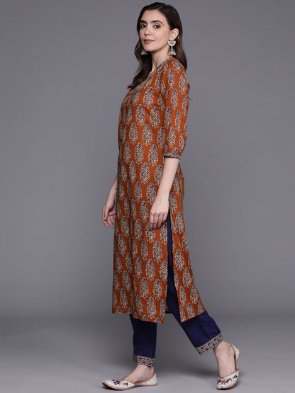 Women Ethnic Motifs Printed Pure Cotton Kurta with Trousers & With Dupatta