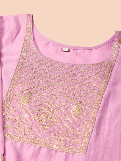 Dhiyona OD  Yoke Design Regular Thread Work Kurta with Trousers & With Dupatta