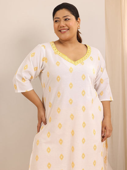 Dhiyona Women's Plus Size Ethnic Motifs Regular Kurta with Salwar & With Dupatta