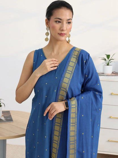 Women Ethnic Motifs Embroidered Regular Thread Work Kurta with Trousers & With Dupatta