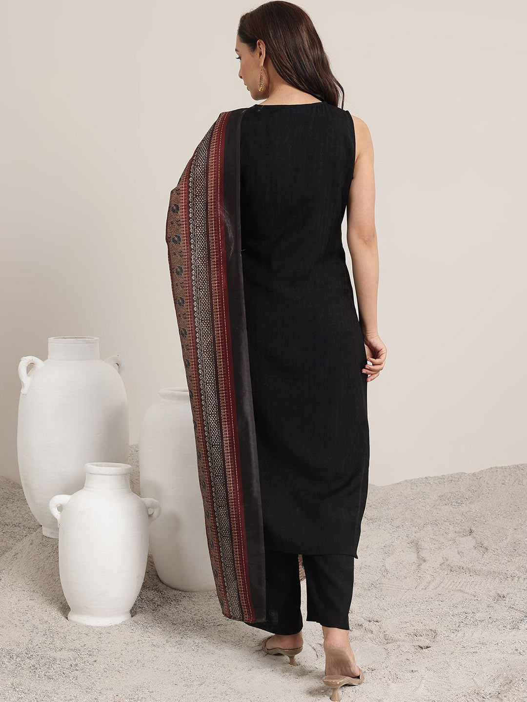 Women Striped Solid Kurta with Palazzos & Dupatta