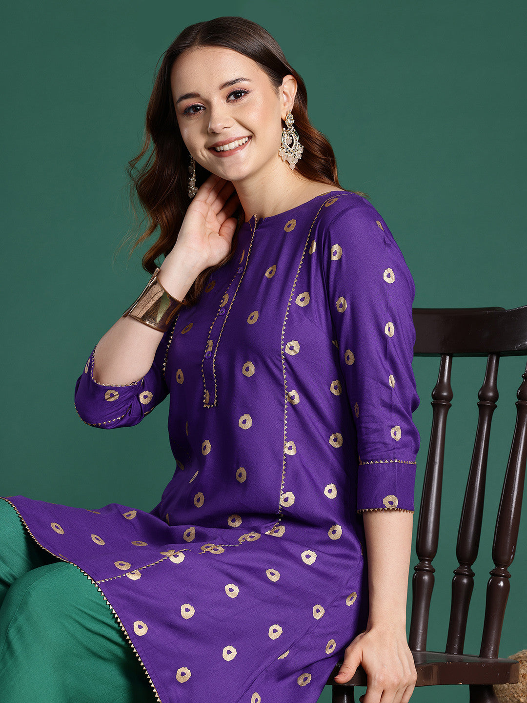 Ethnic Motifs A-Line Kurta Set