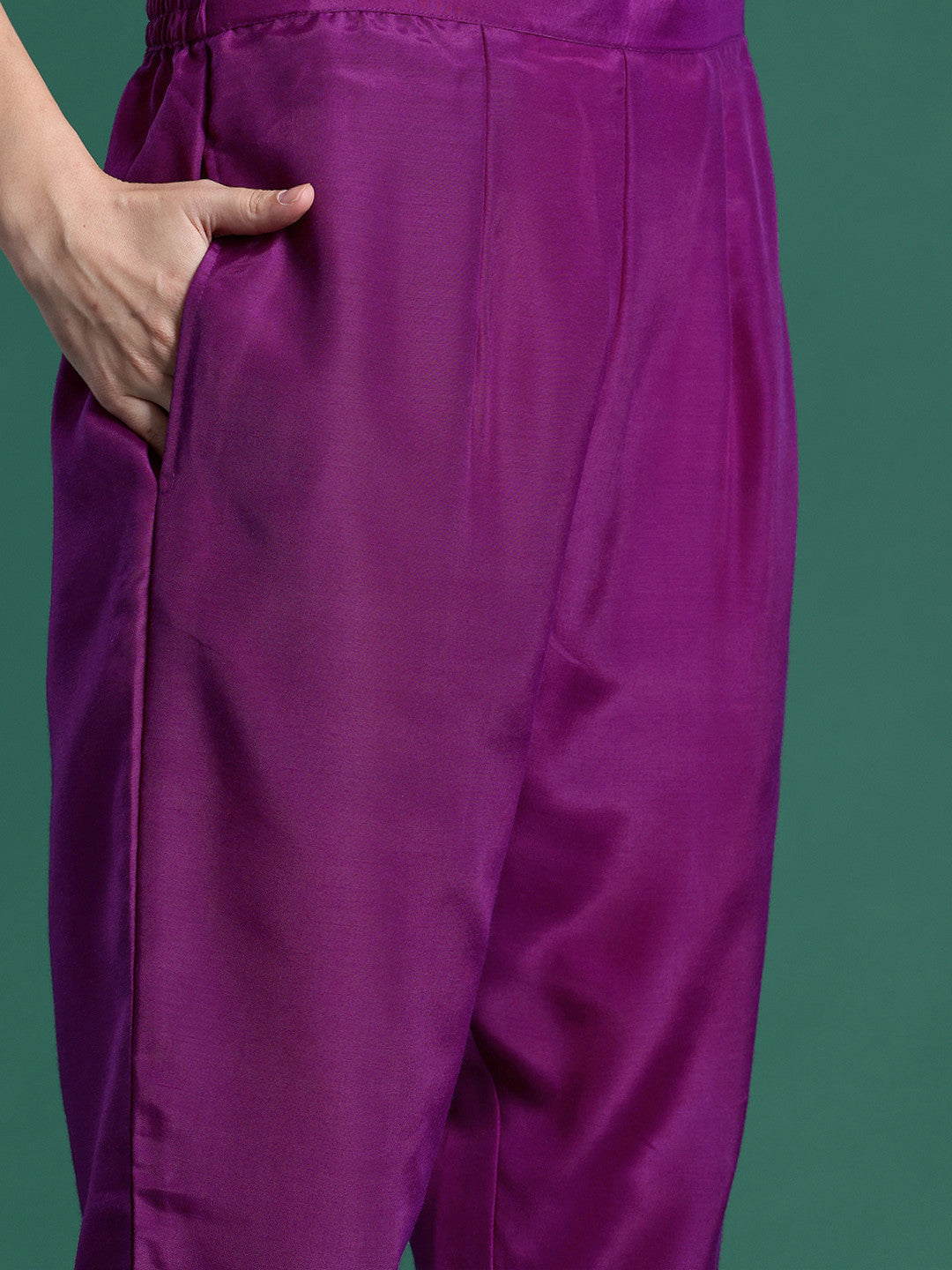 Embroidered Regular Kurta With Trousers & Dupatta