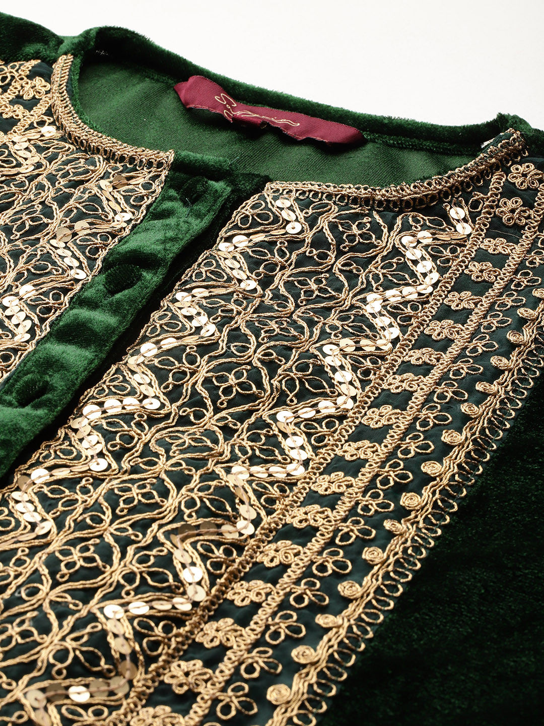 Velvet Finish Embroidered Kurta Set