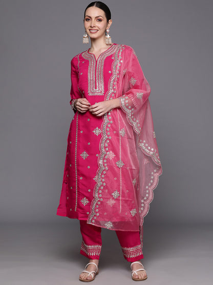 Ethnic Motifs Embroidered Panelled Gotta Patti Kurta with Trousers & With Dupatta