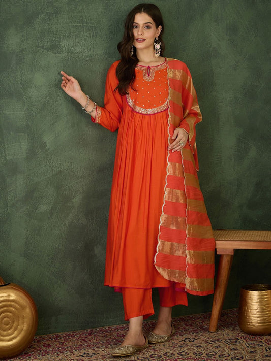 Dhiyona KL Women Embroidered A-Line Kurta Set