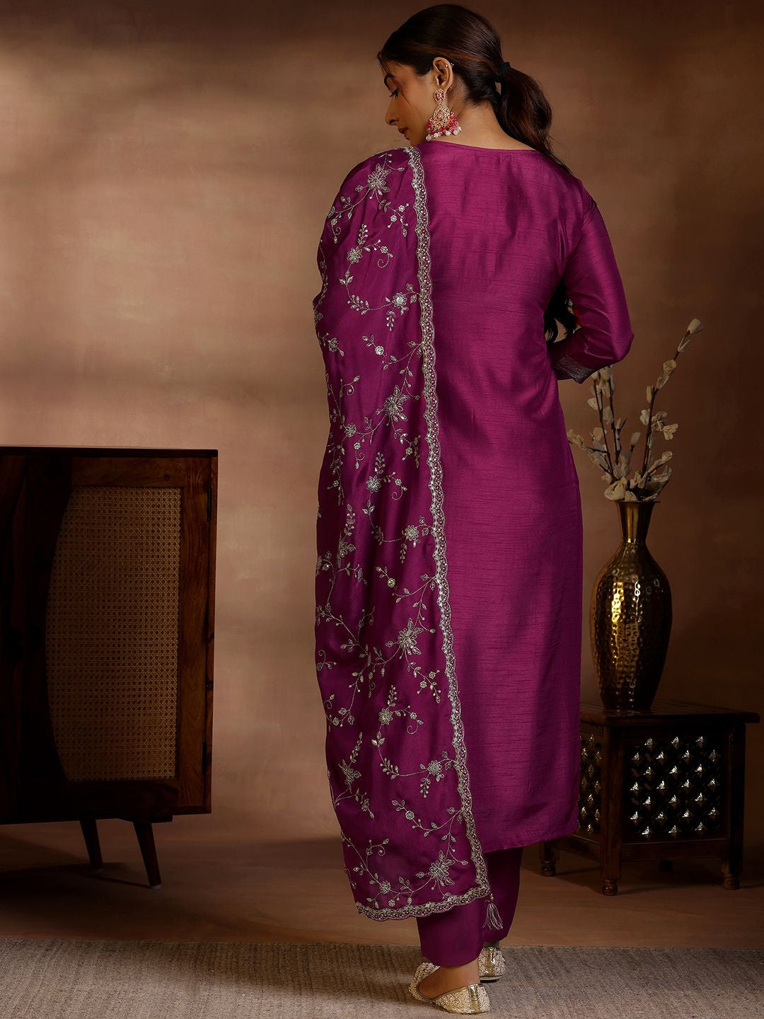 Women Ethnic Motifs Regular Kurta with Trousers & With Dupatta