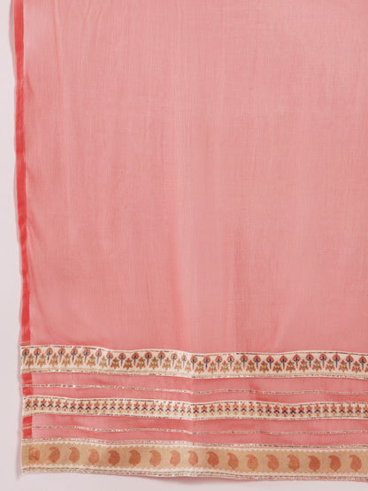 Dhiyona RR Women's Cream-Coloured Printed Pure Cotton Kurta with Trousers & Dupatta