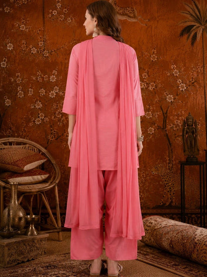 Women Ethnic Motifs Embroidered Regular Thread Work Pure Cotton Farshi Salwar Suit Set
