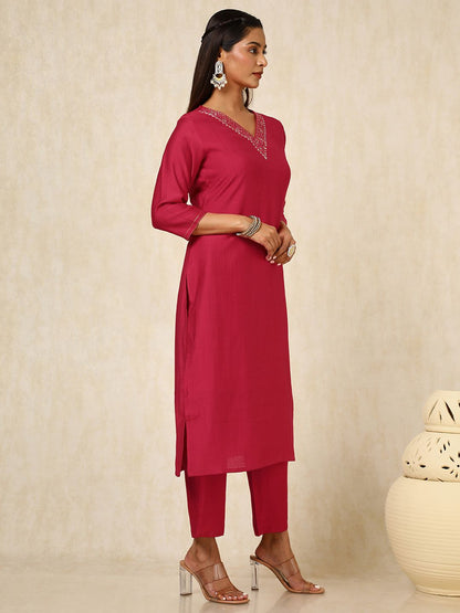 Dhiyona SO Women's Women Beads and Stones Kurta with Trousers