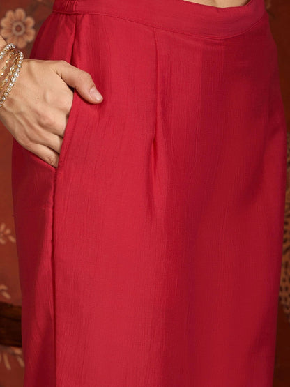 Women Ethnic Motifs Embroidered Empire Thread Work Kurta with Trousers & With Dupatta