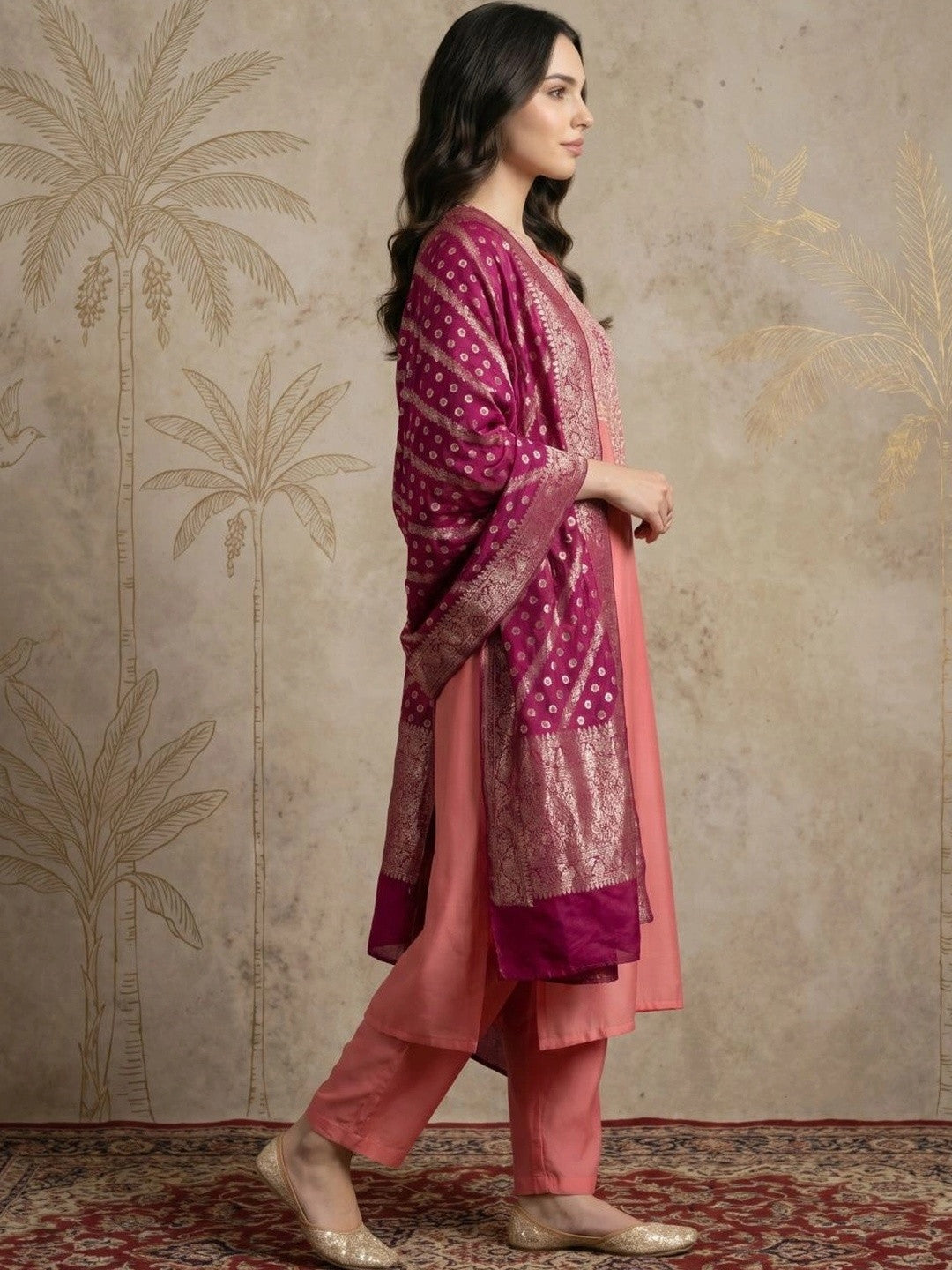 Women Ethnic Motifs Embroidered Regular Thread Work Kurta with Trousers & With Dupatta