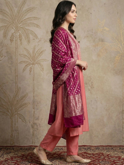 Women Ethnic Motifs Embroidered Regular Thread Work Kurta with Trousers & With Dupatta