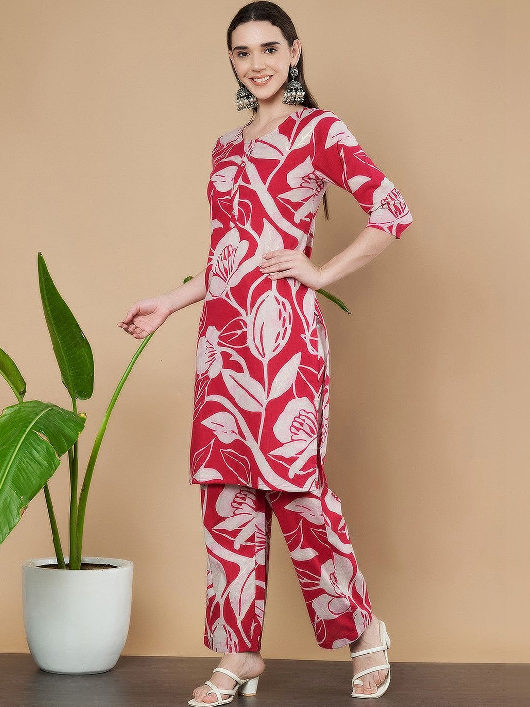 Women Floral Printed Regular Pure Cotton Kurta with Palazzos