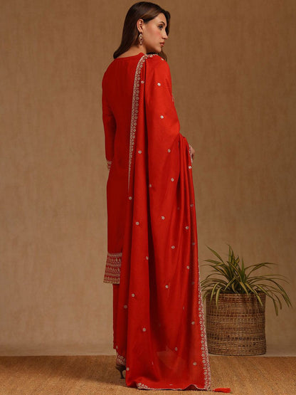 Dhiyona SO Women's Women Ethnic Motifs Embroidered Beads and Stones Kurta & Trousers With Dupatta
