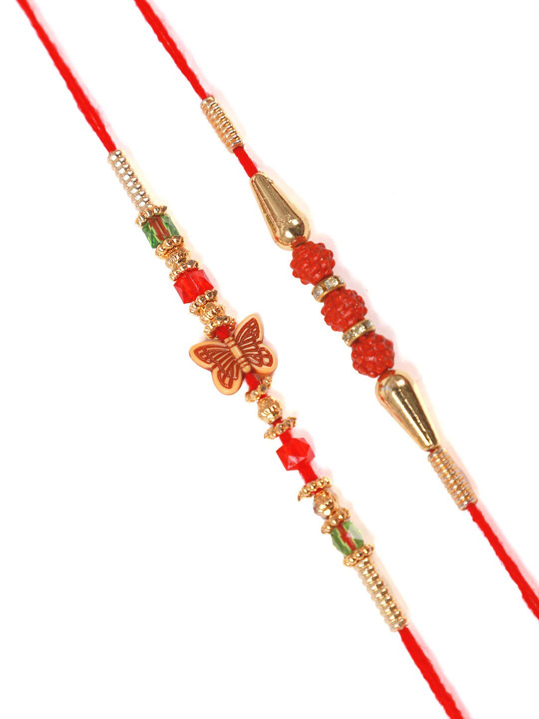 Dhiyona Set Of 4  Stone Studded Rakhi Greeting Card & Roli Chawal