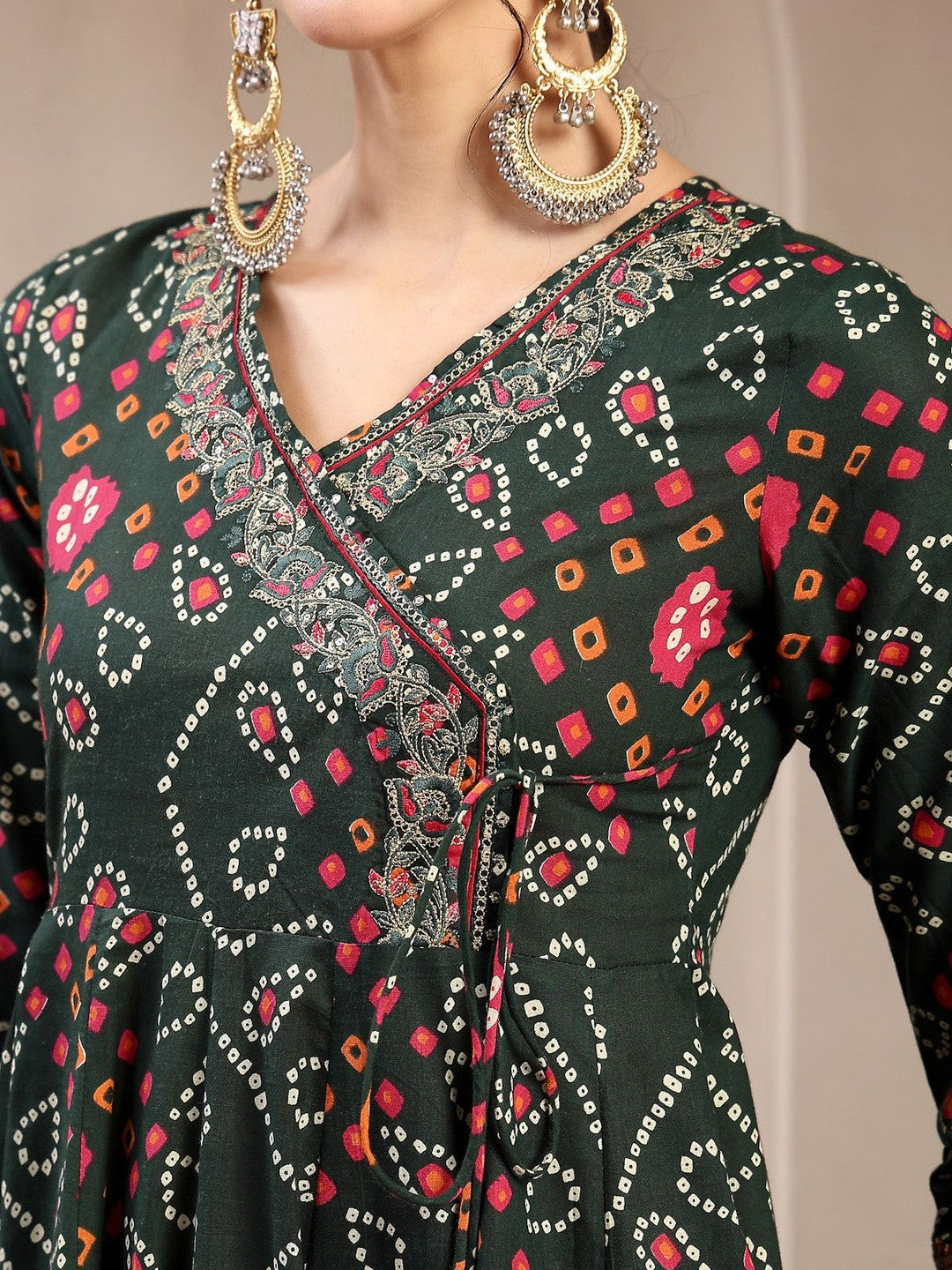 Printed Cotton V-Neck Kurta & Palazzos With Dupatta