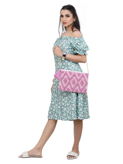 Dhiyona NR Embroidered Embellished Foldover Clutch
