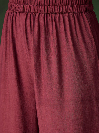 Ethnic Motifs Yoke Design Sequinned Straight Kurta & Trousers