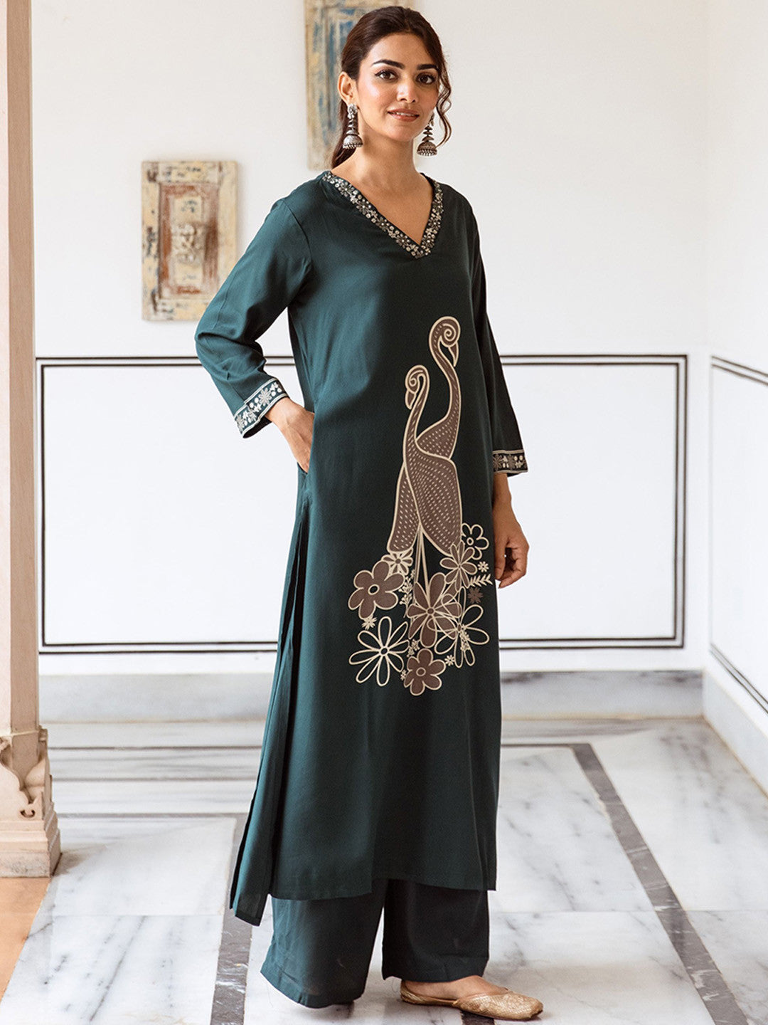 Printed Straight Kurta & Palazzo