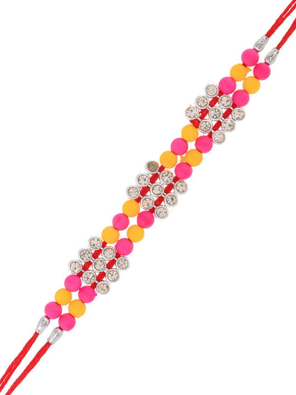 Dhiyona Beaded Thread Rakhi With Roli Chawal & Greetings Card