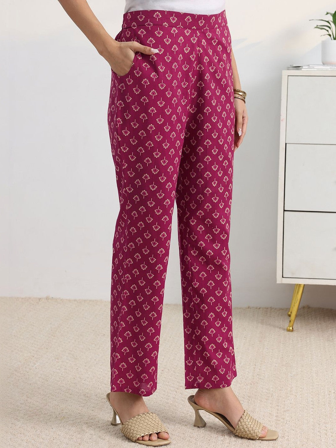 Libas Pink Floral Print A-Line Suit Set with Dupatta