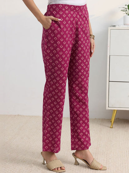 Libas Pink Floral Print A-Line Suit Set with Dupatta