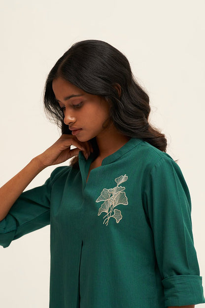 Women's Antique Green Cotton Co-ord Set