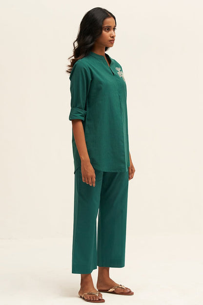 Women's Antique Green Cotton Co-ord Set