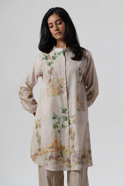 Women's Birch Cream Cotton Linen Co-ord Set