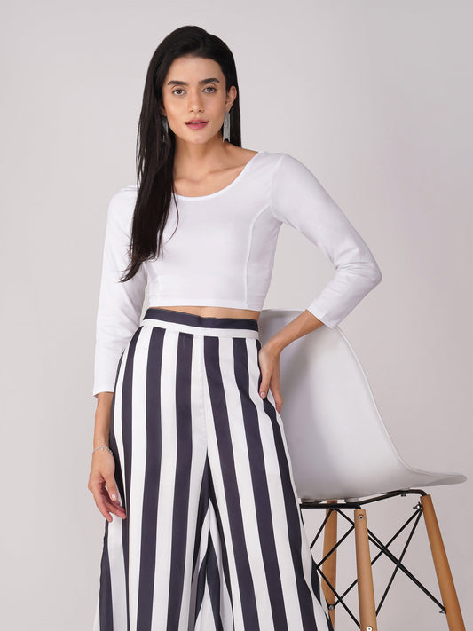 Dhiyona ST Women's ComfortEase 4-Way Stretch White Long Sleeve Blouse