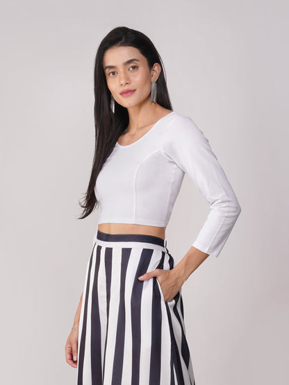 Dhiyona ST Women's ComfortEase 4-Way Stretch White Long Sleeve Blouse