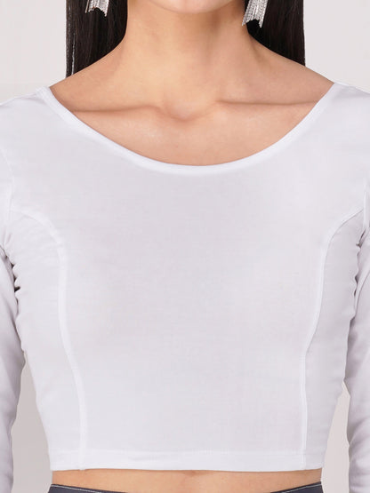 Dhiyona ST Women's ComfortEase 4-Way Stretch White Long Sleeve Blouse