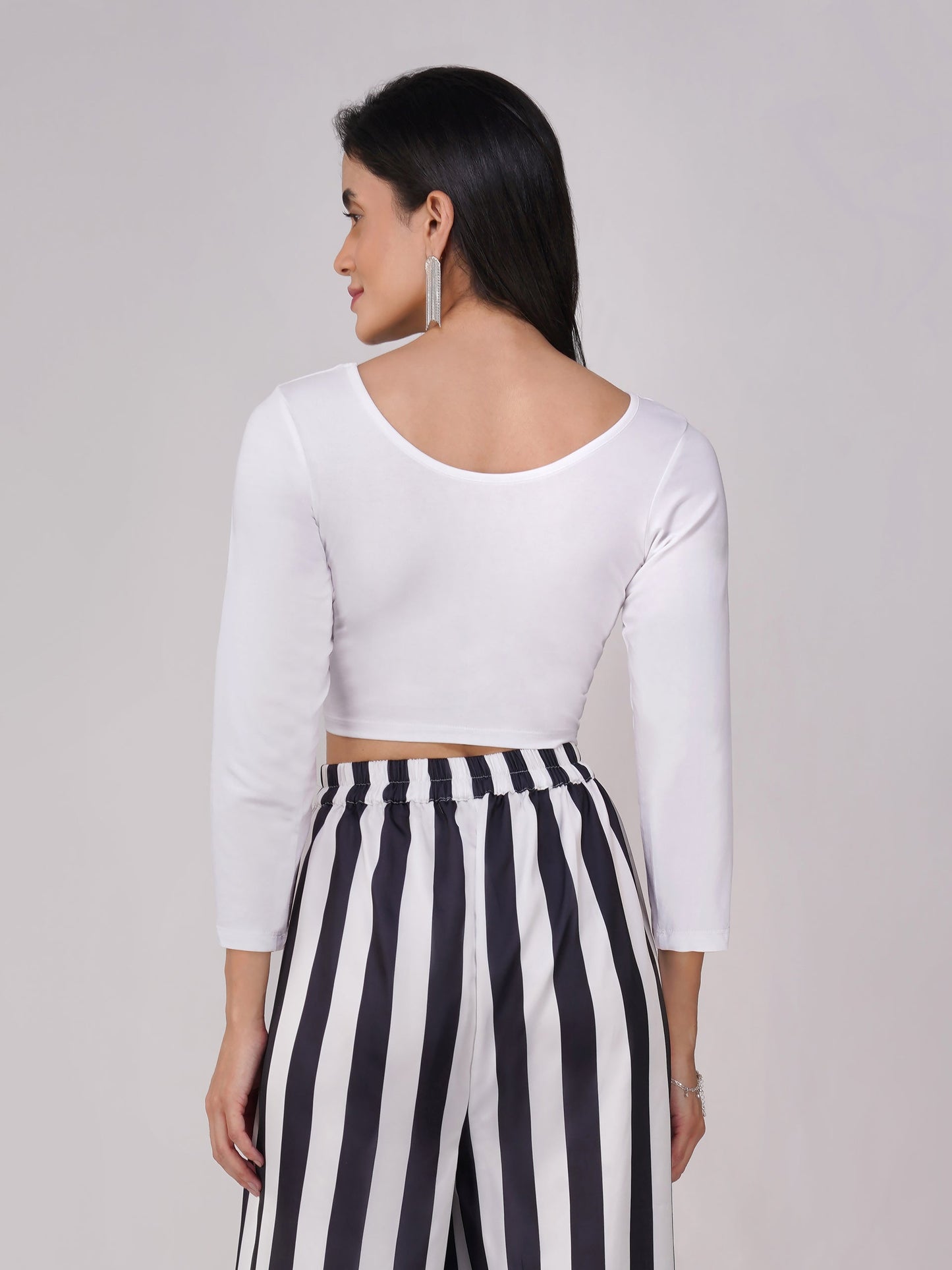 Dhiyona ST Women's ComfortEase 4-Way Stretch White Long Sleeve Blouse