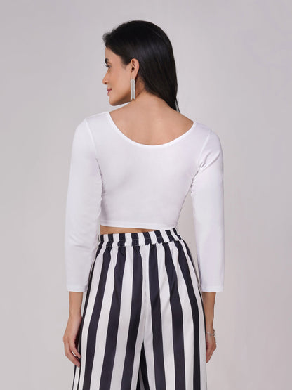 Dhiyona ST Women's ComfortEase 4-Way Stretch White Long Sleeve Blouse