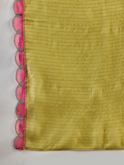 Floral Embroidered A-Line Kurta Trouser With Dupatta