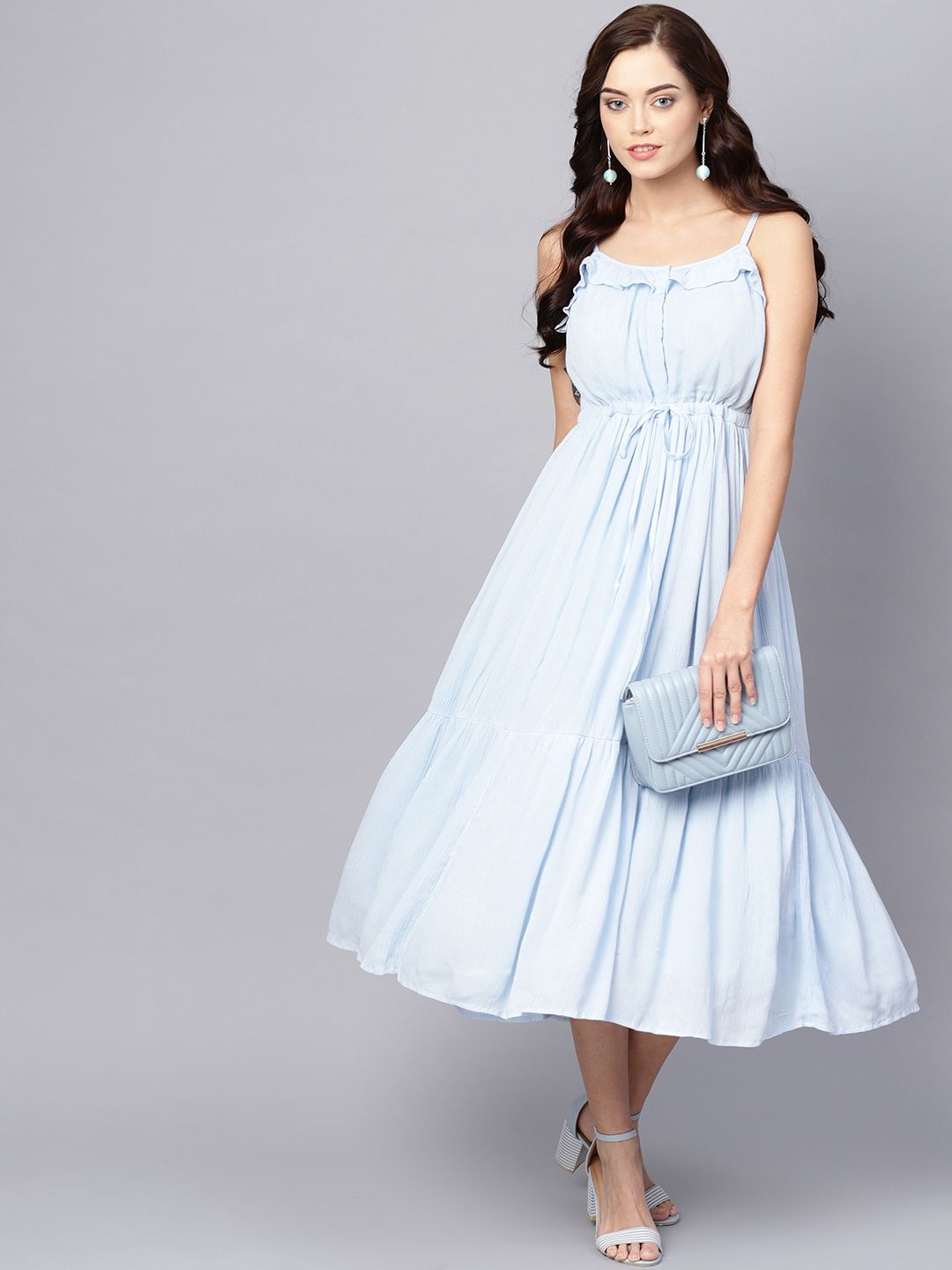 Dhiyona AY Women's Blue Solid Empire Dress