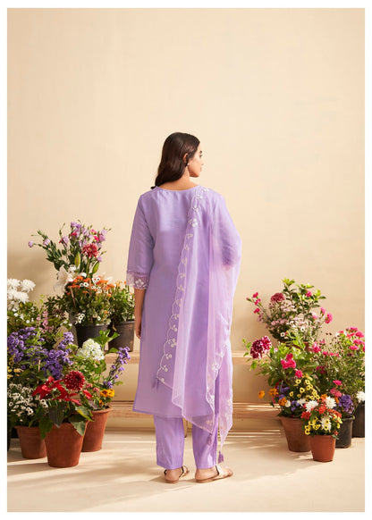 Lisba Lavender Full Embroidered Lawn Suit set