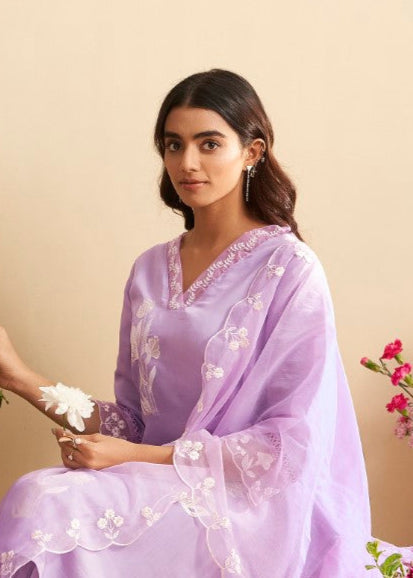 Lisba Lavender Full Embroidered Lawn Suit set