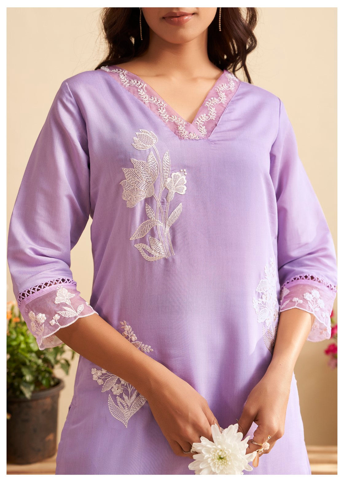Lisba Lavender Full Embroidered Lawn Suit set