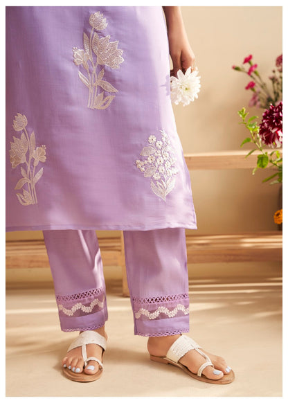 Lisba Lavender Full Embroidered Lawn Suit set