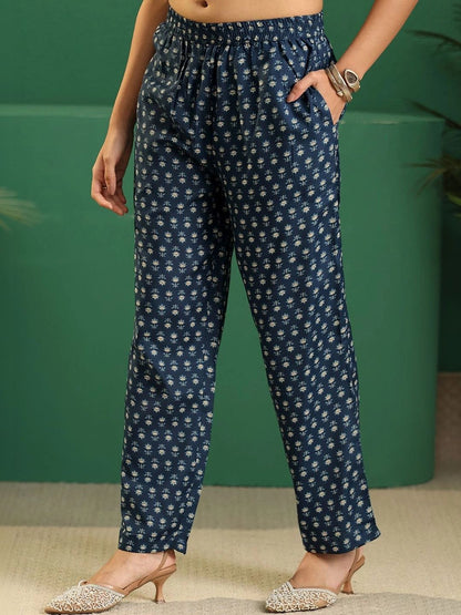Women Ethnic Motifs Printed Regular Thread Work Kurta with Trousers & With Dupatta