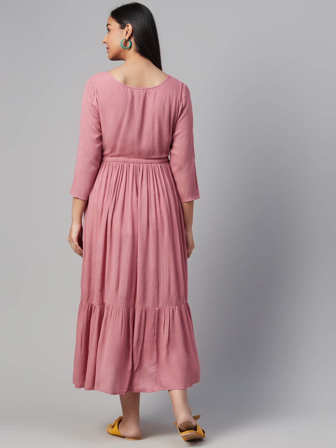 Dhiyona AY Women's Rose A-Line Tiered Cotton Maternity Dress