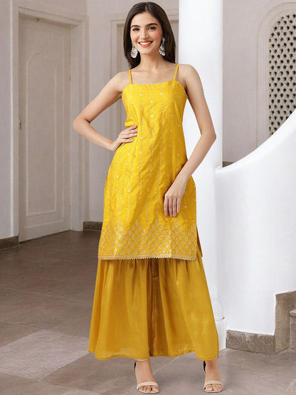 Dhiyona IS Women's Women Ethnic Motifs Printed Regular Kurta with Trousers & With Dupatta