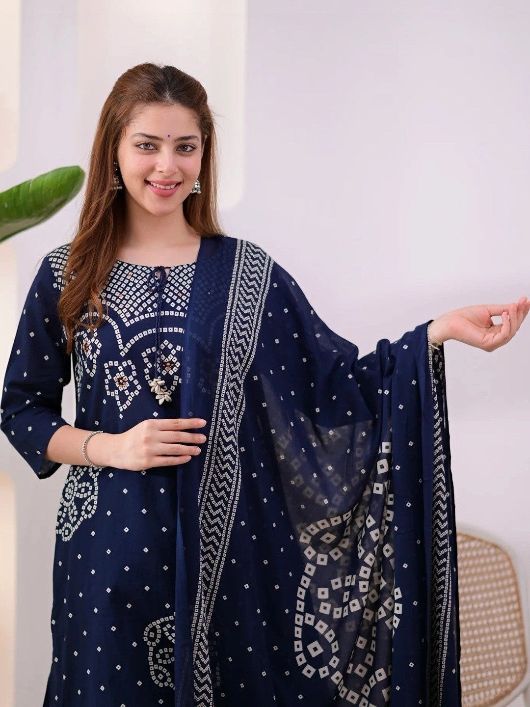 Women Ethnic Motifs Printed Regular Pure Cotton Kurta with Palazzos & With Dupatta