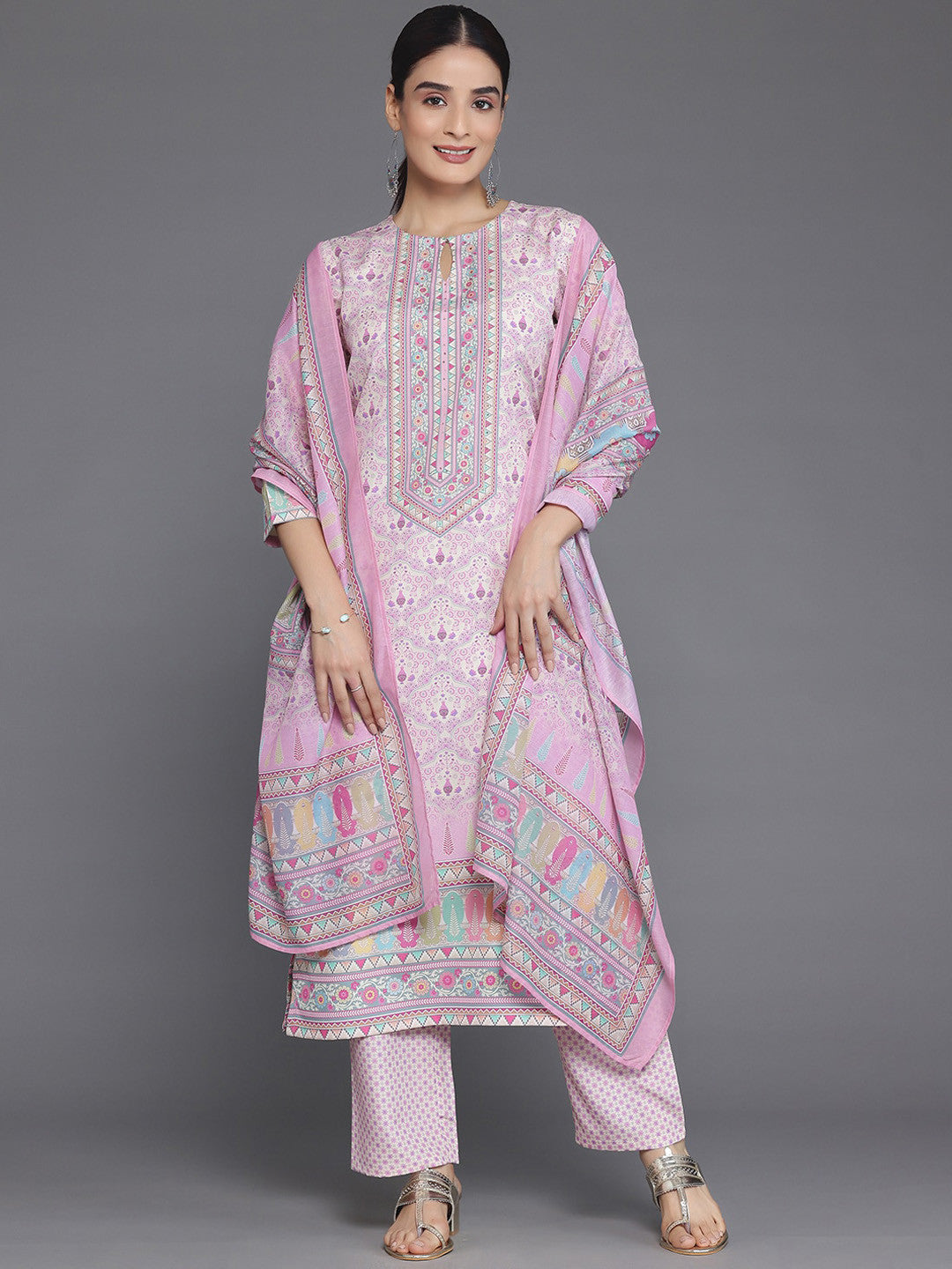 Ethnic Motifs Printed Regular Kurta with Trousers & Dupatta