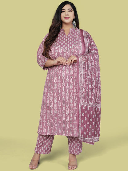 Dhiyona KL Women Off White Ethnic Motifs Pure Cotton Kurta with Trousers & Dupatta