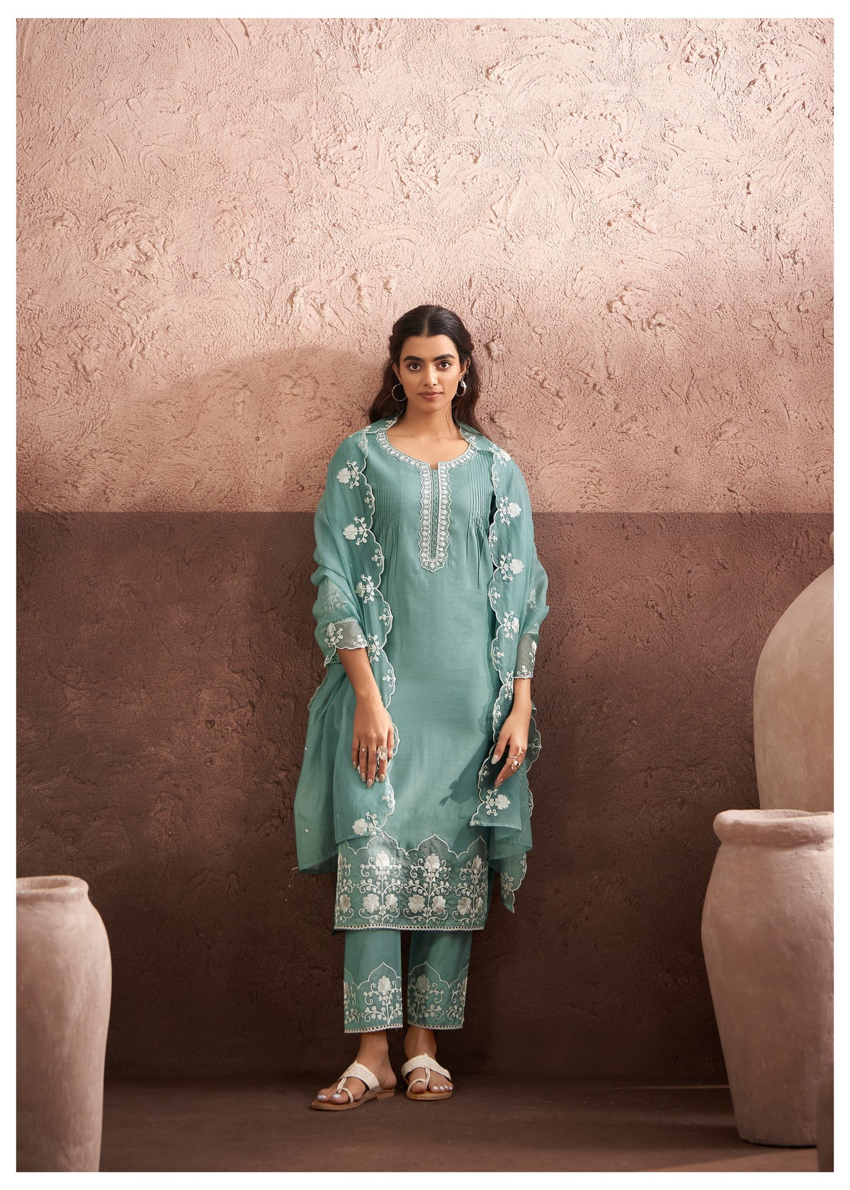 Lisba Teal Embroidered Lawn Suit Set